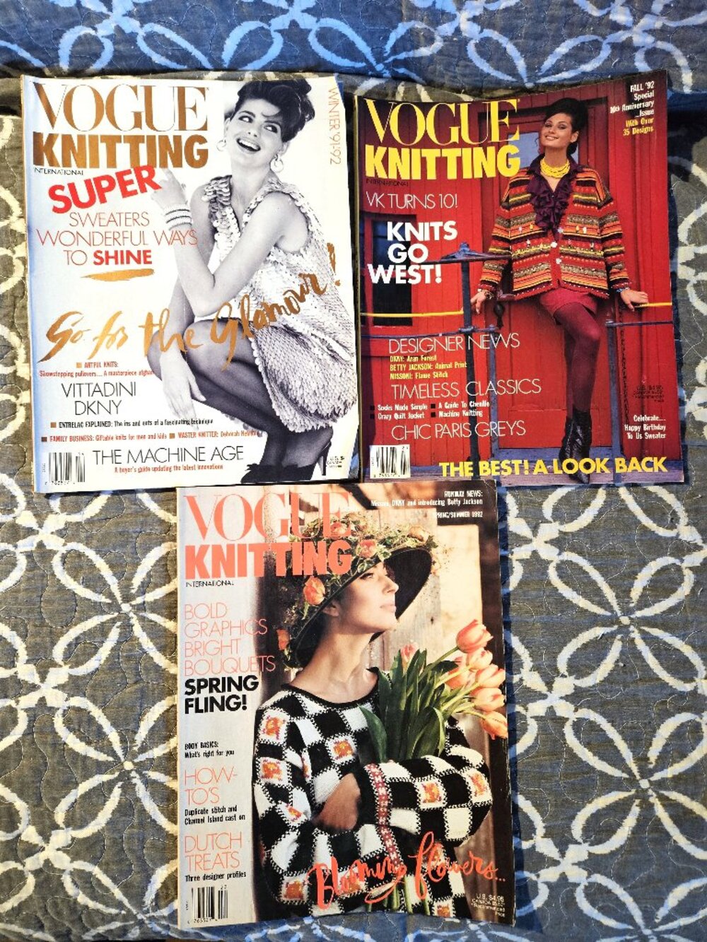 Bundle of 3 Vintage 1991 to 92 Vogue Knitting Magazines